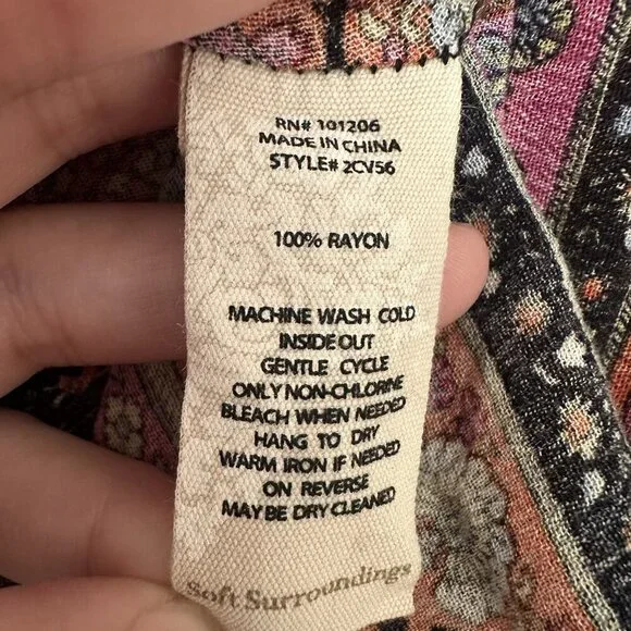 Soft Surroundings Boho Long Sleeve Maxi Dress Women M Earthy Esperanza Hippie - Picture 12 of 12